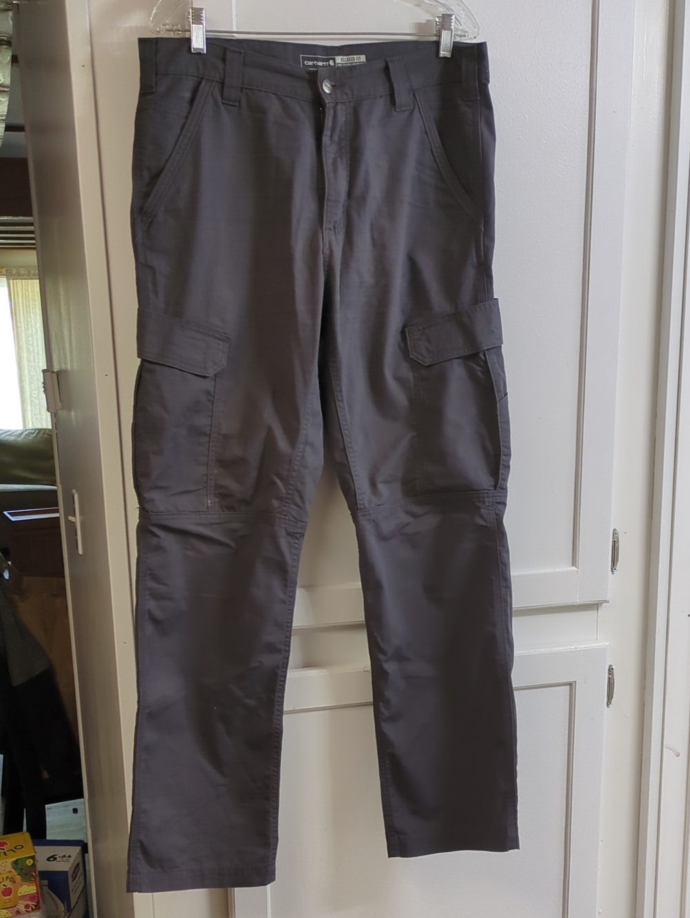 Carhartt Men's Charcoal Gray Cargo Pants with Utility Pockets